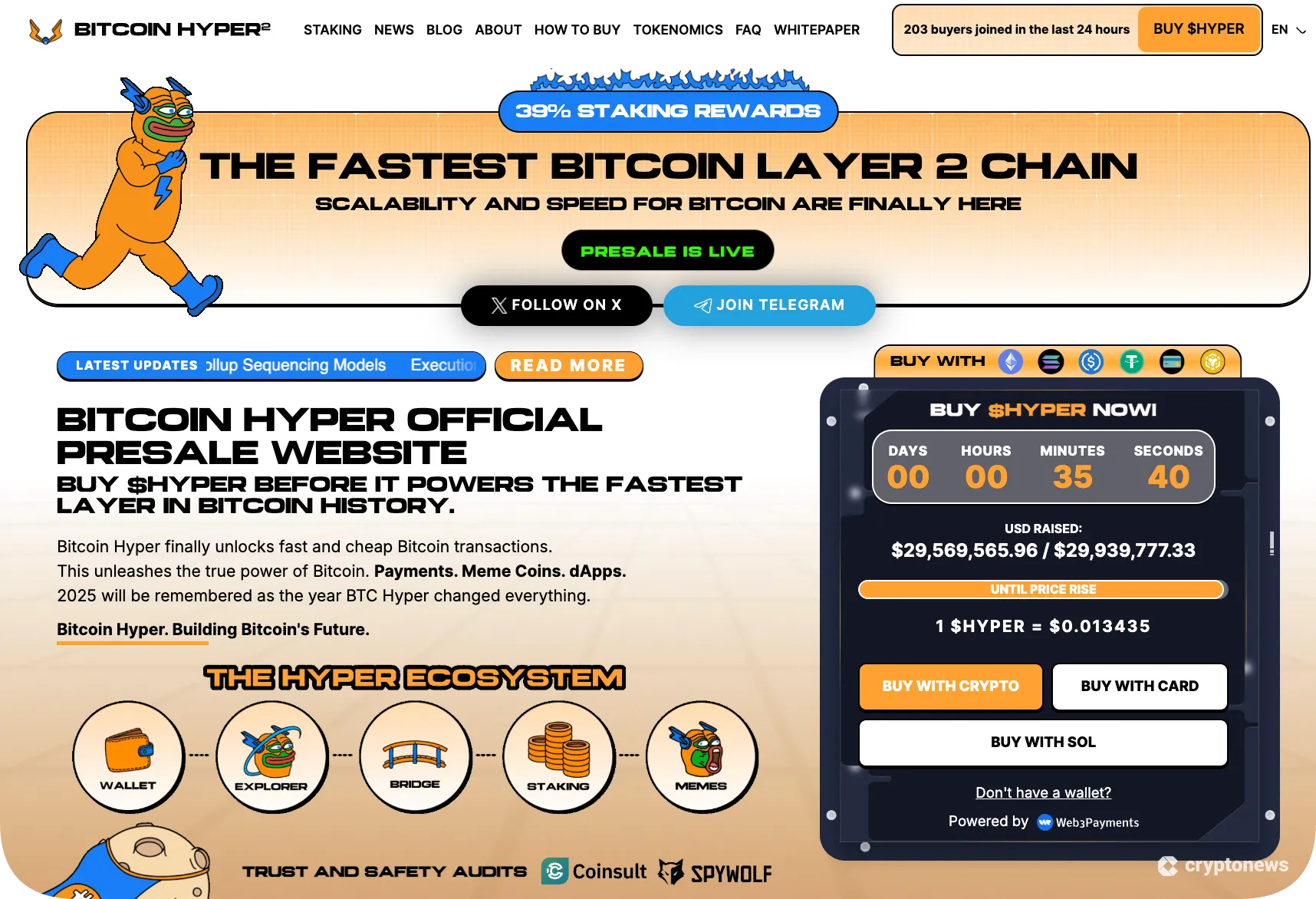 screenshot of the best IEO, bitcoin hyper