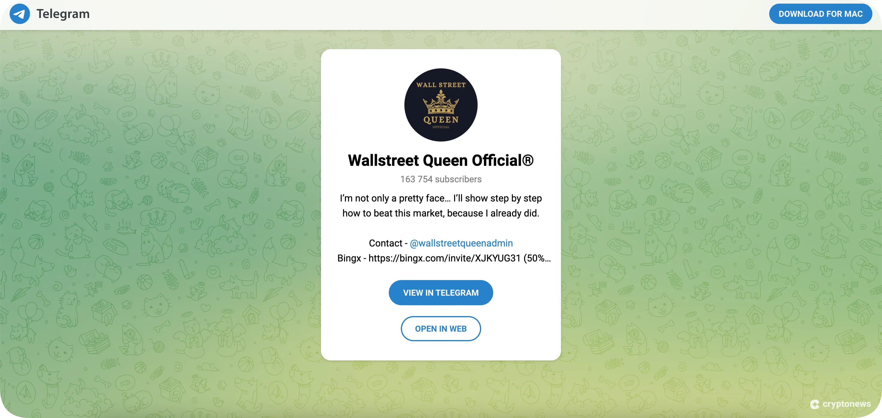 wallstreet queen telegram channel