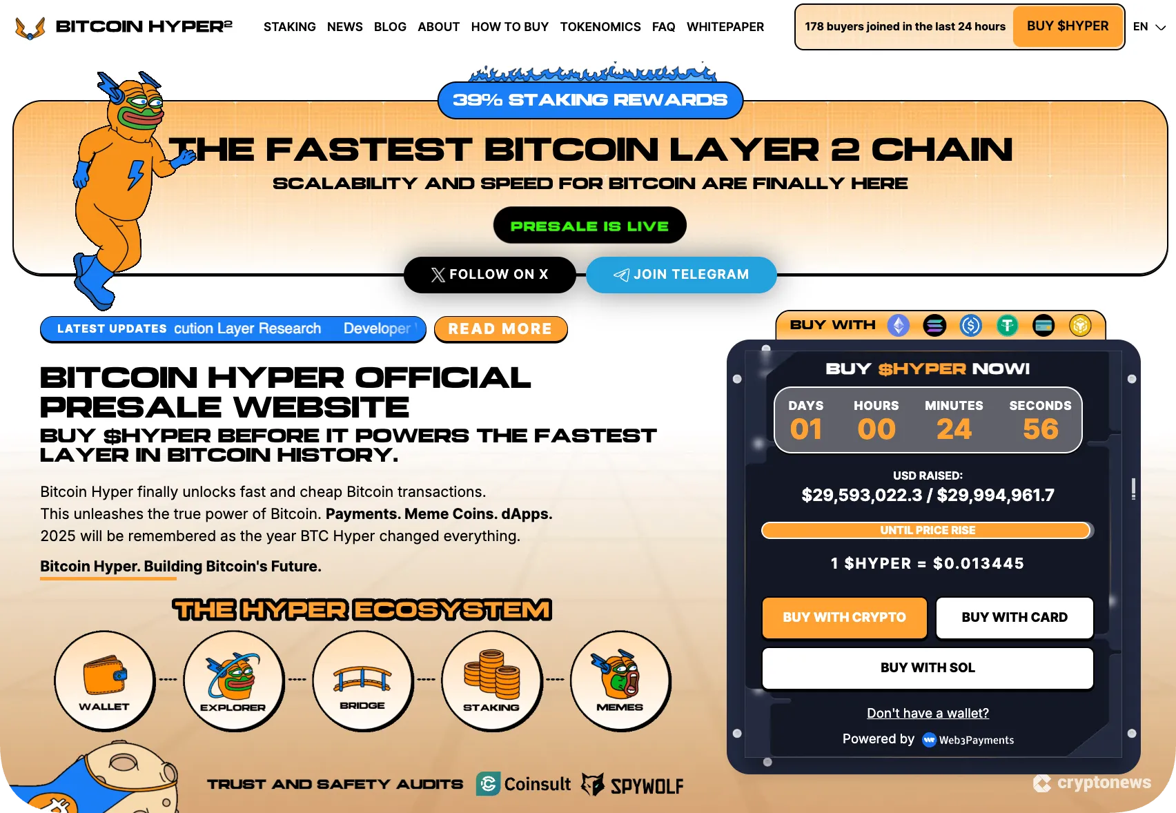 screenshot of the presale of Bitcoin Hyper, a potential Bybit listing
