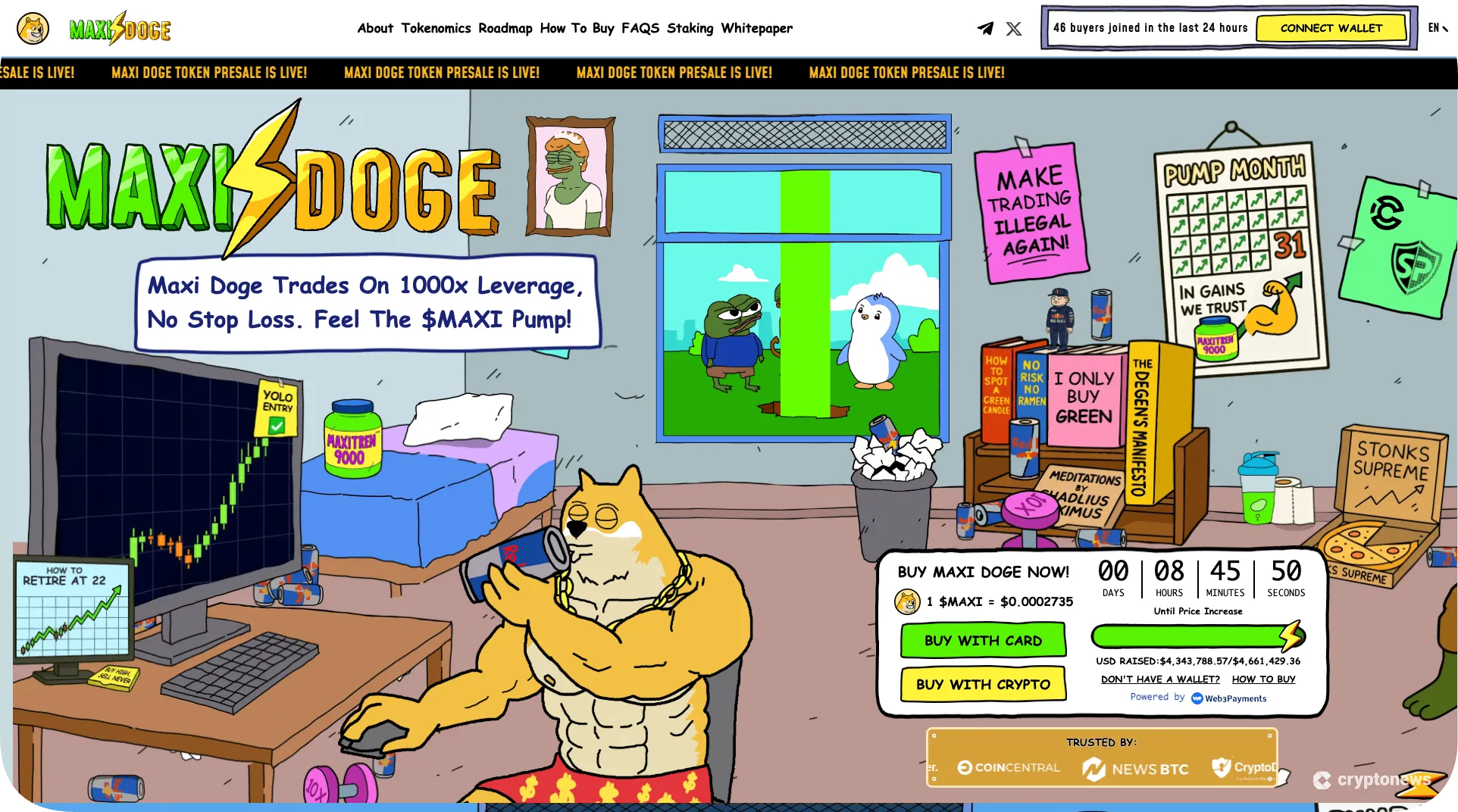 screenshot of Maxi Doge, a possible Bybit listing