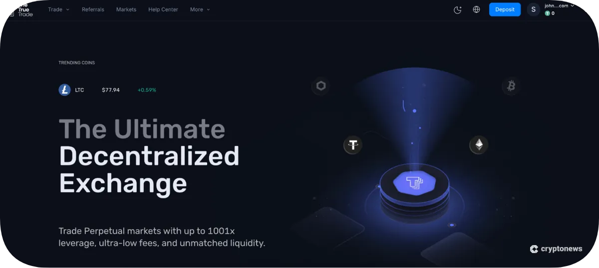 The True Trade homepage