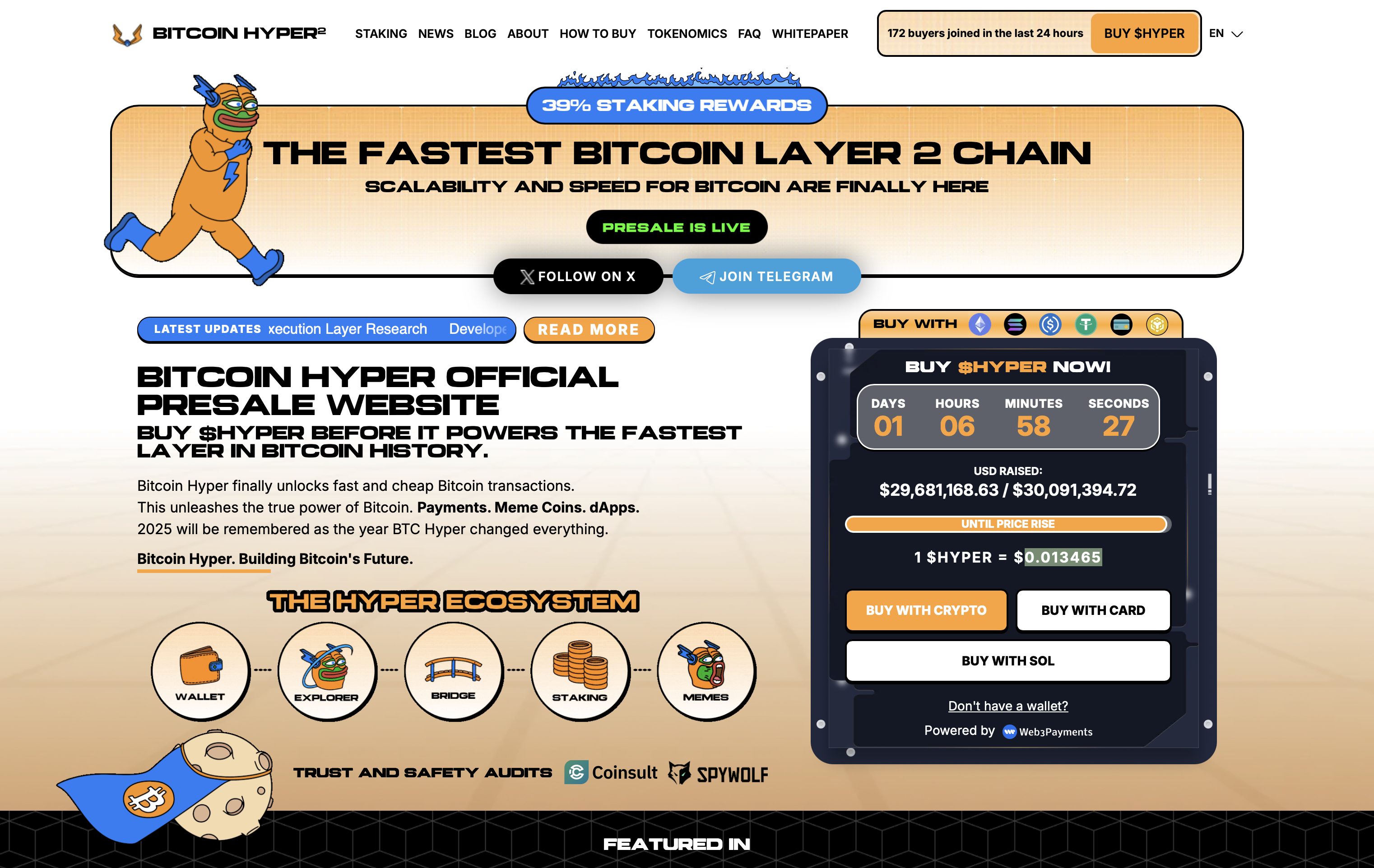 Bitcoin Hyper website - best new meme coin to buy today.