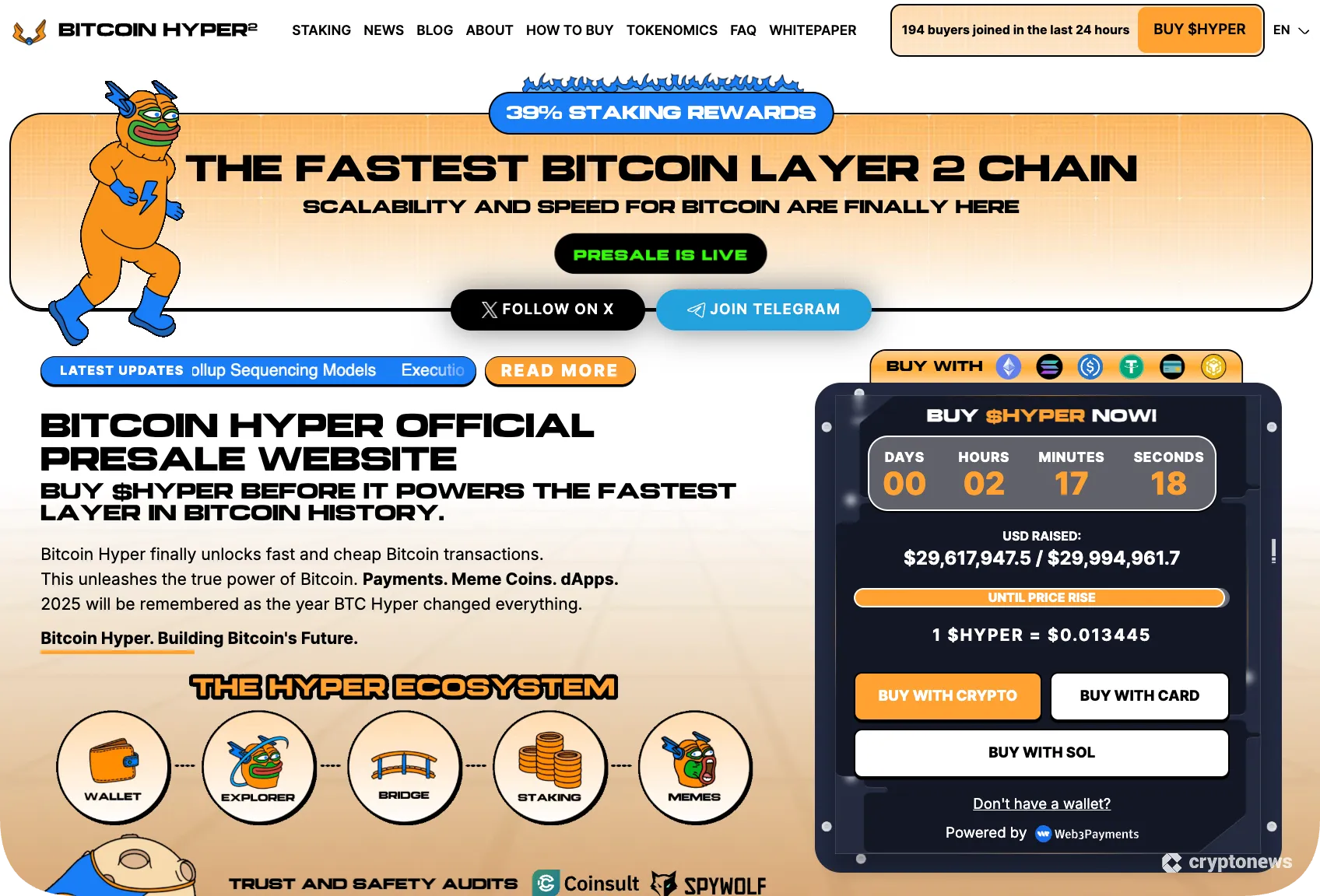 screenshot of the top penny crypto Bitcoin Hyper