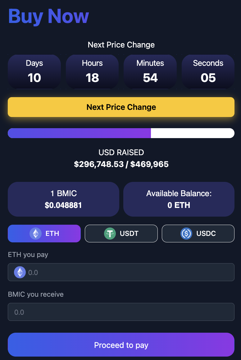 BMIC presale widget