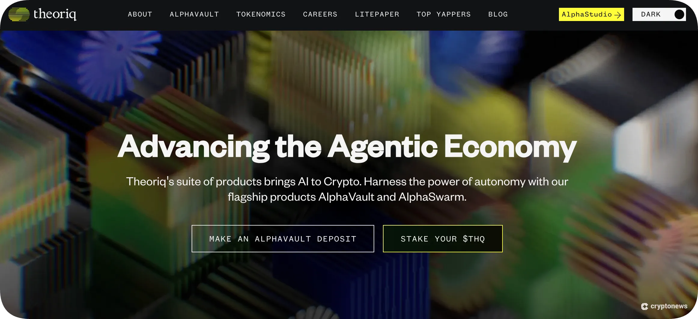 screenshot of the Theoriq wesbite