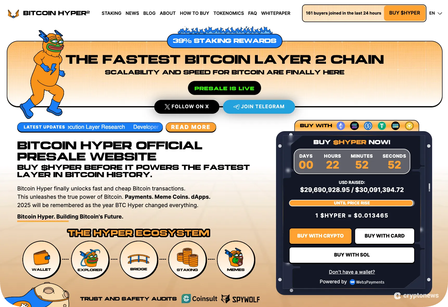 screenshot of the top presale to invest in HYPER