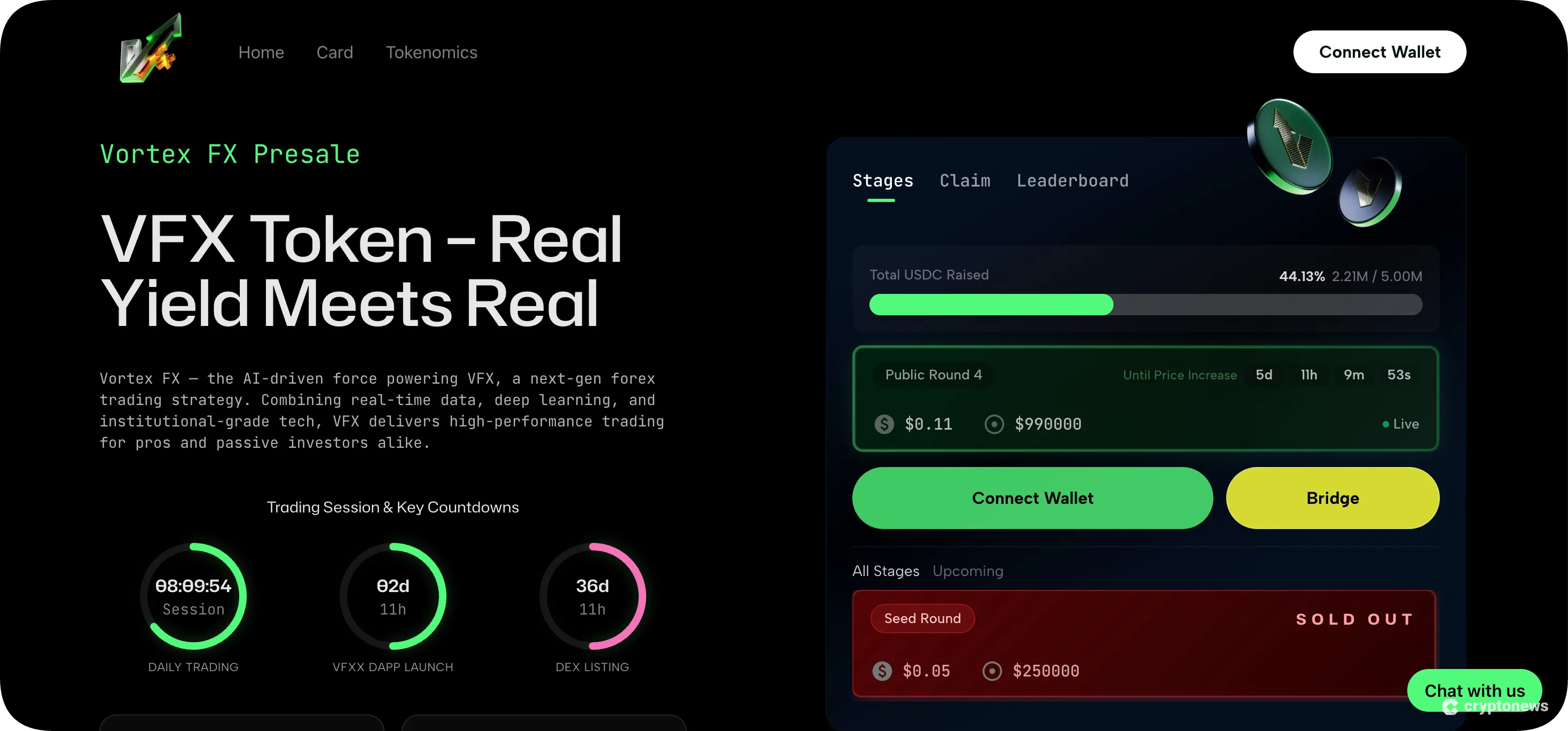 vortexfx presale homepage