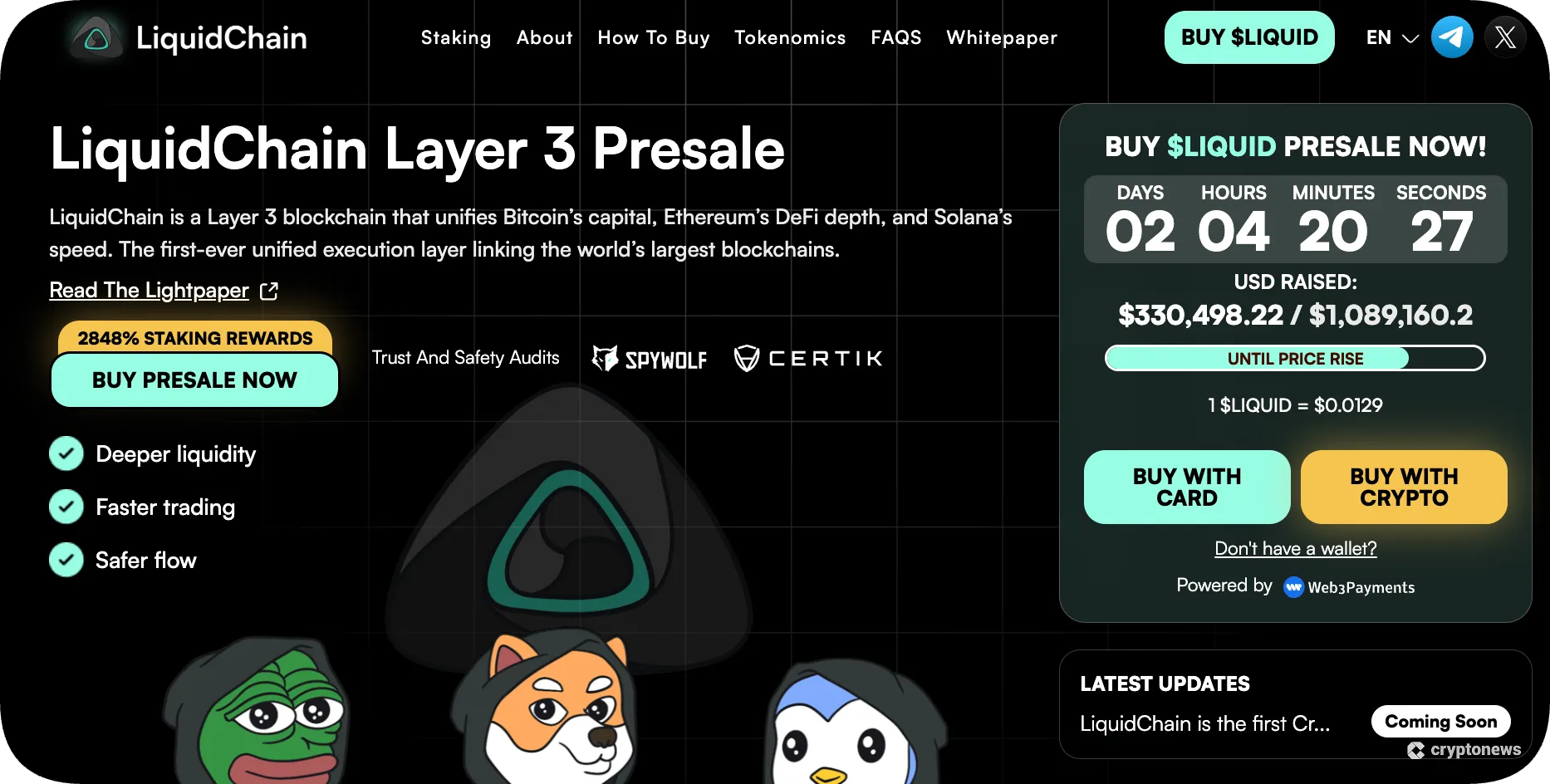 screenshot of LiquidChain official site