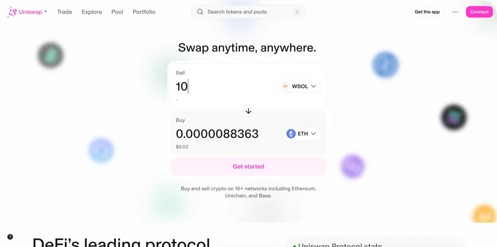 swapping wsol to eth on uniswap