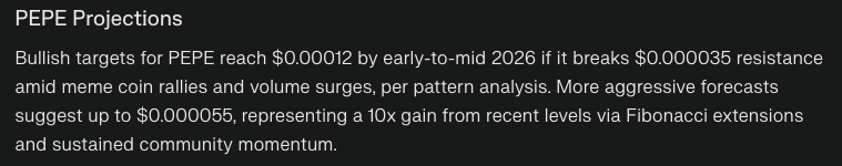 perplexity ai predicts pepe