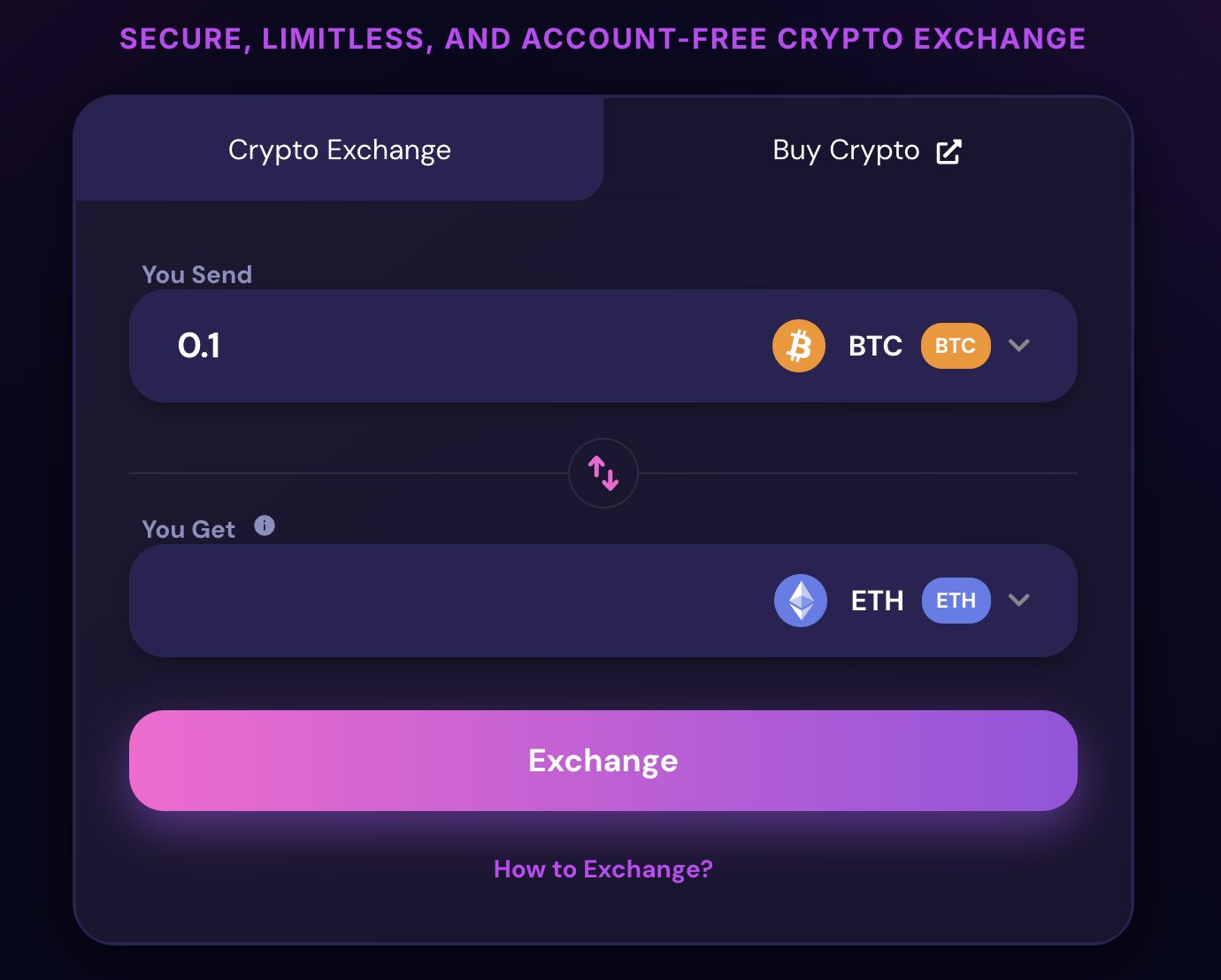 GhostSwap exchange interface showing privacy features within the cryptocurrency market