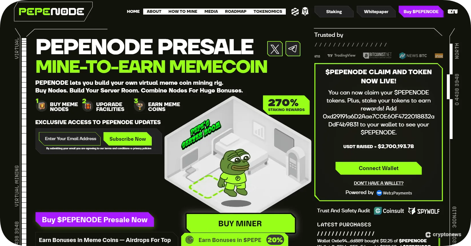 screenshot of the pepenode page