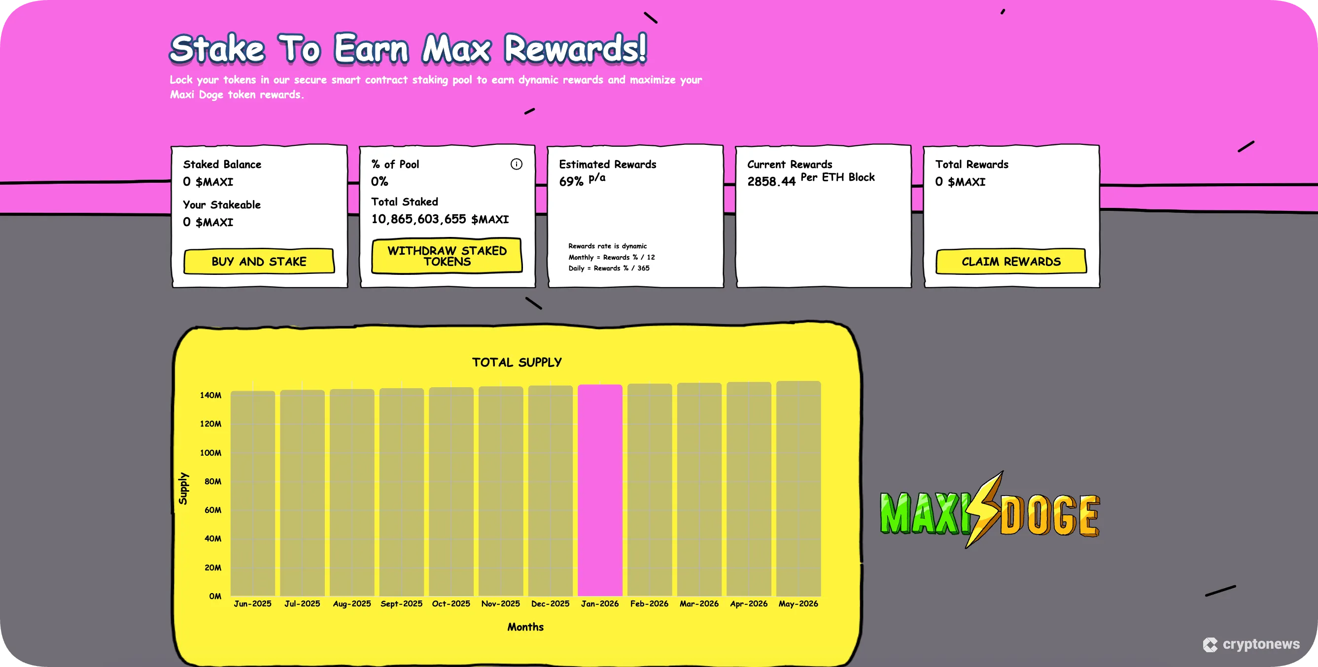 maxi doge staking page january 2026