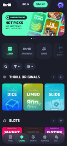 Thrill Casino Homepage