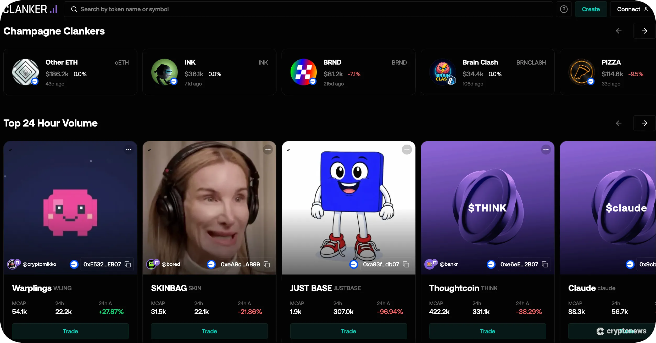 screenshot of tokenbot (CLANKER)