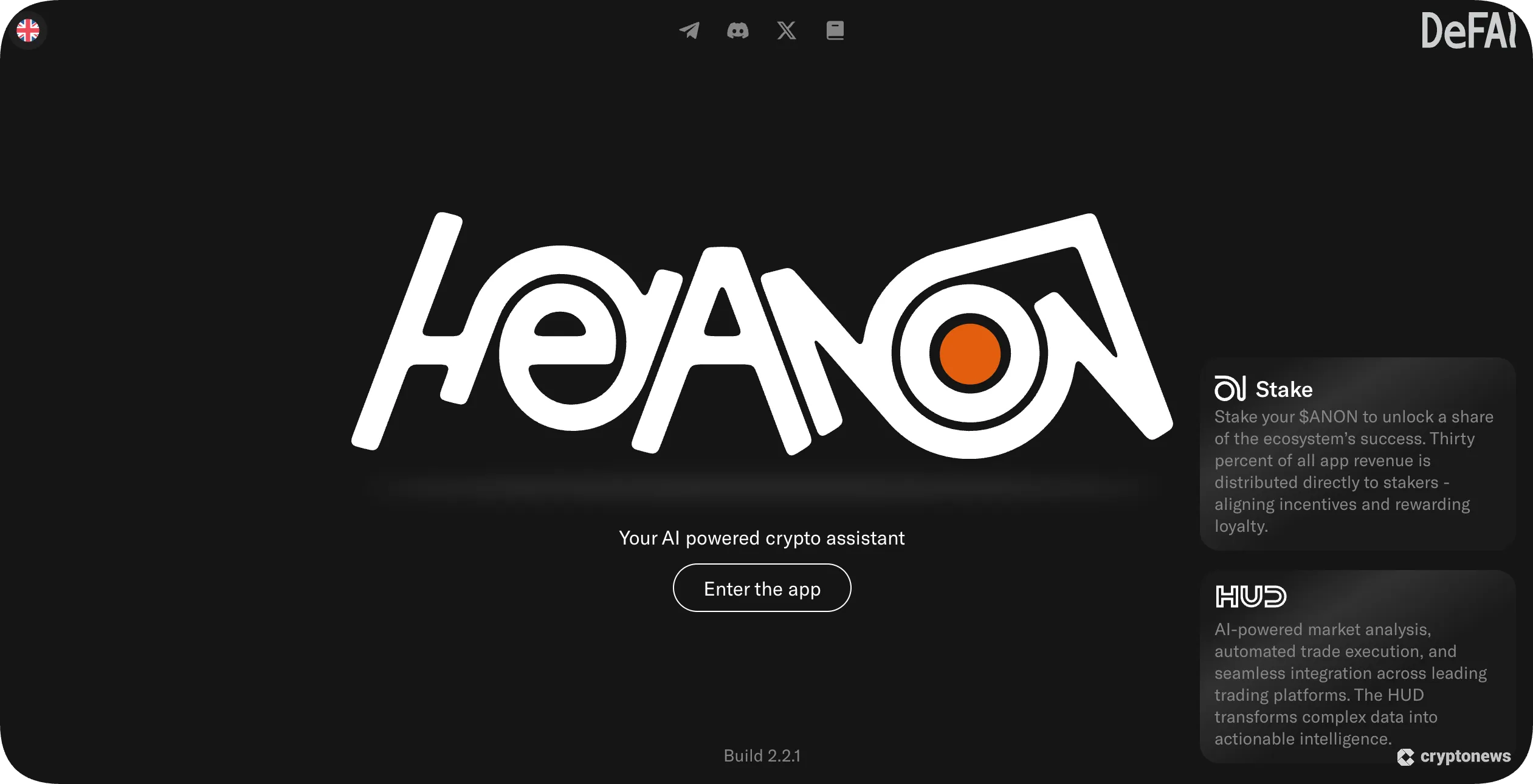 screenshot of the AI agent hey anon