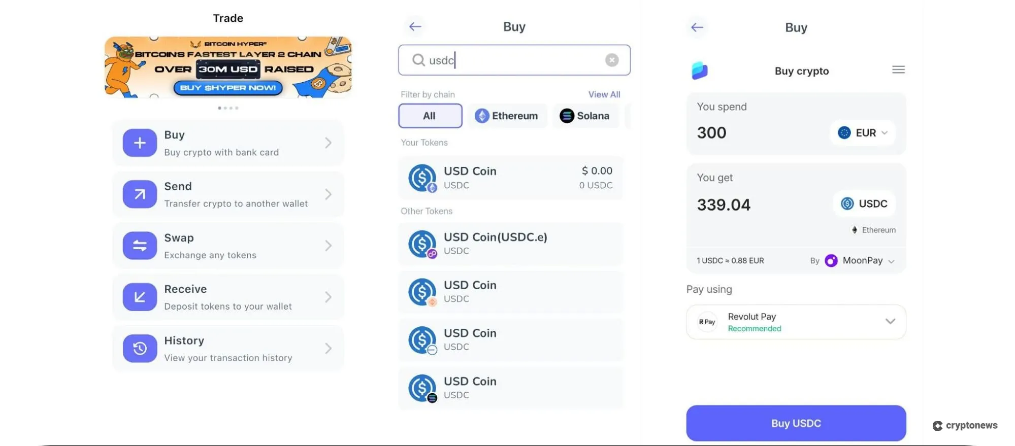buy, sell, store and manage usdc with best wallet