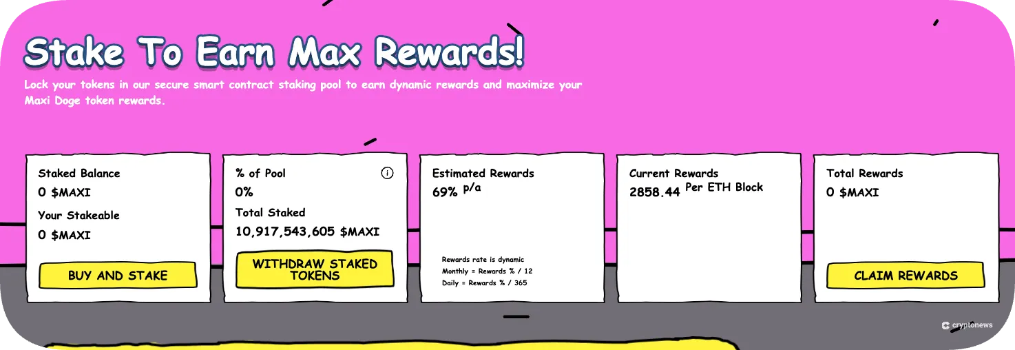 Maxi doge's staking apy rewards