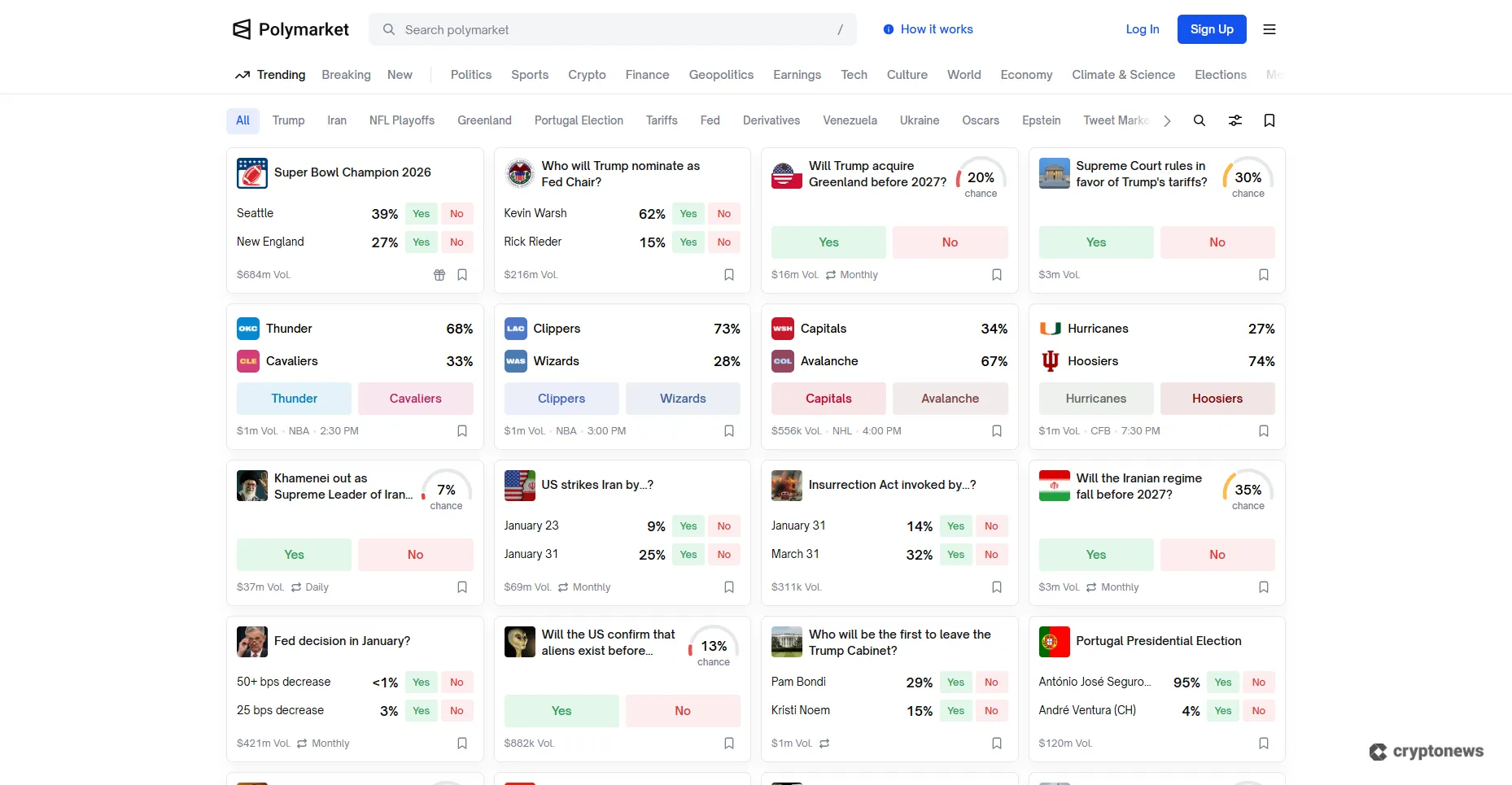 sign up at polymarket website