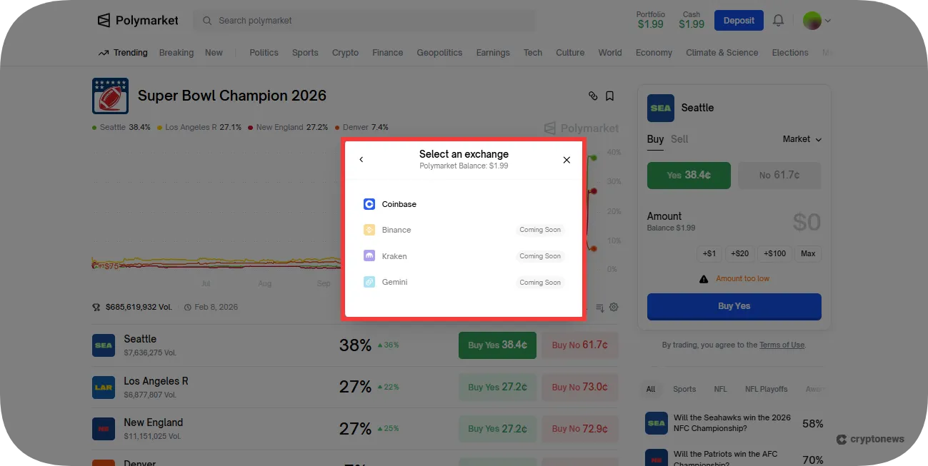 Deposit through Connect Exchange