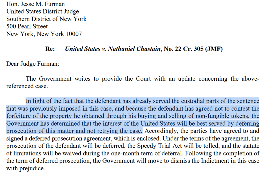 DOJ OpenSea NFT Fraud Case - Clayton's Letter