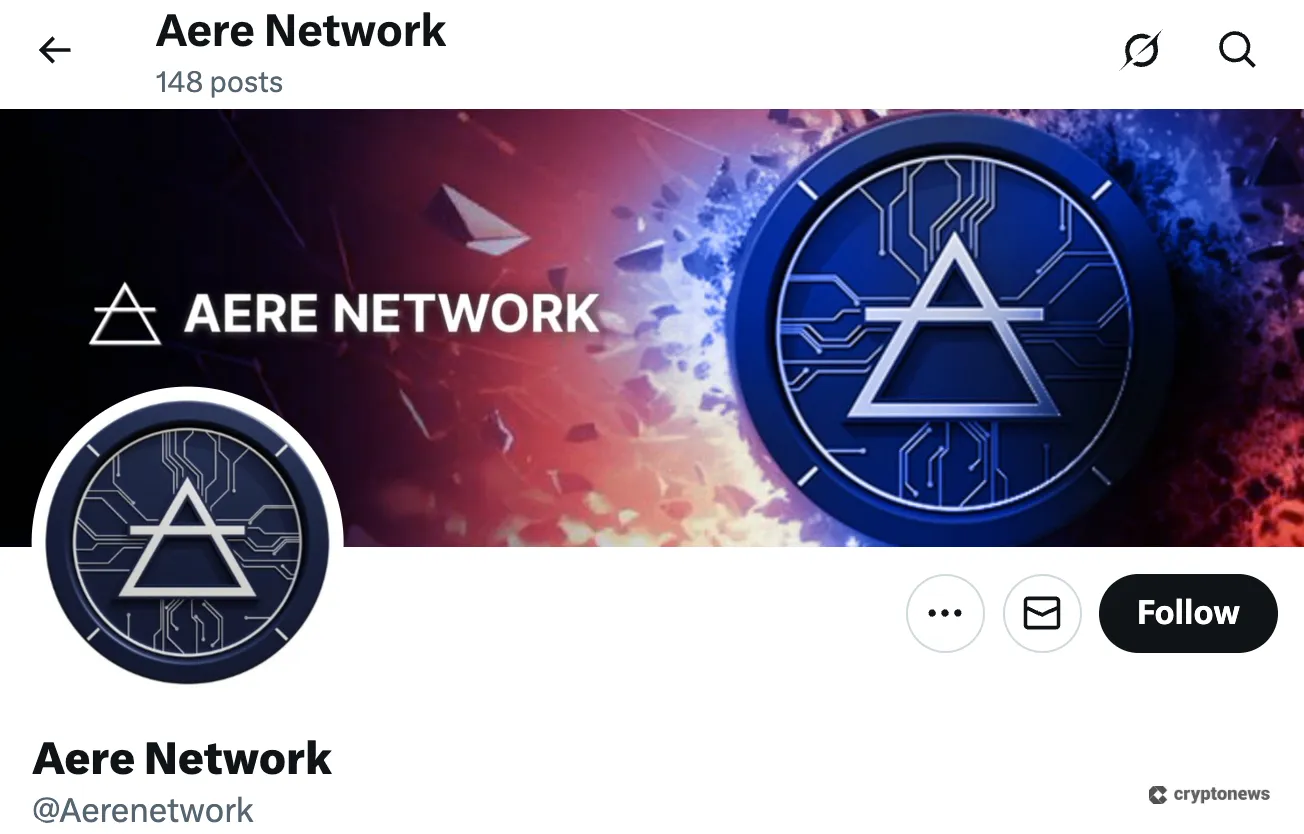 screenshot of aere network's X account