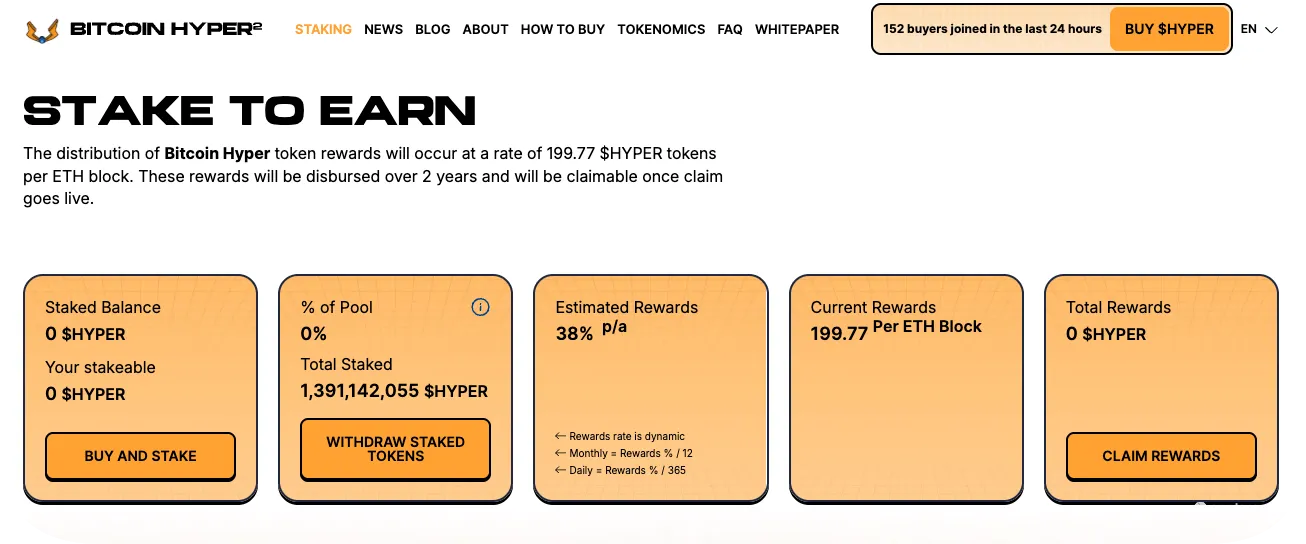 screenshots of the staking details of HYPER