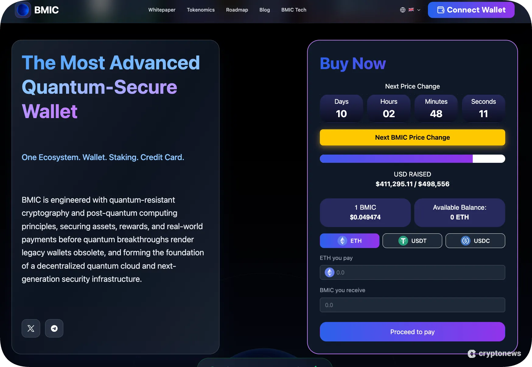 screenshot of BMIC, potential upcoming bybit listing 