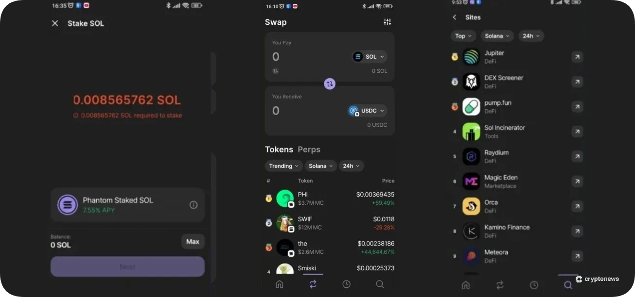 phantom wallet, solana ecosystem defi apps