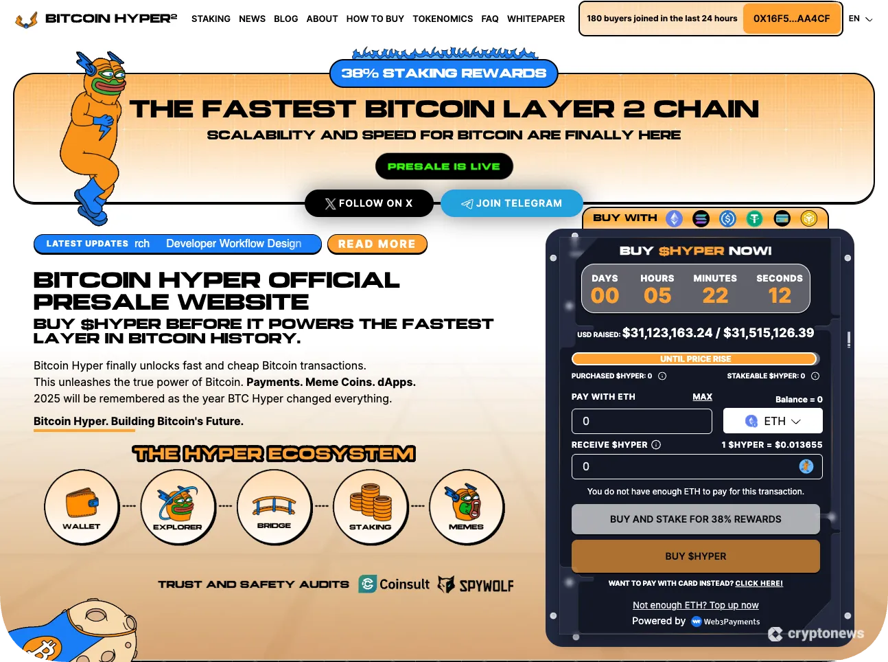 Screenshot of Bitcoin Hyper (HYPER) – Top alternative to Little Pepe 