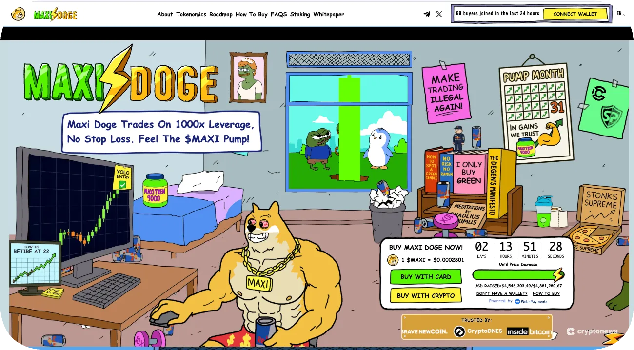 screenshot of Maxi Doge (MAXI), best alternative to Little Pepe