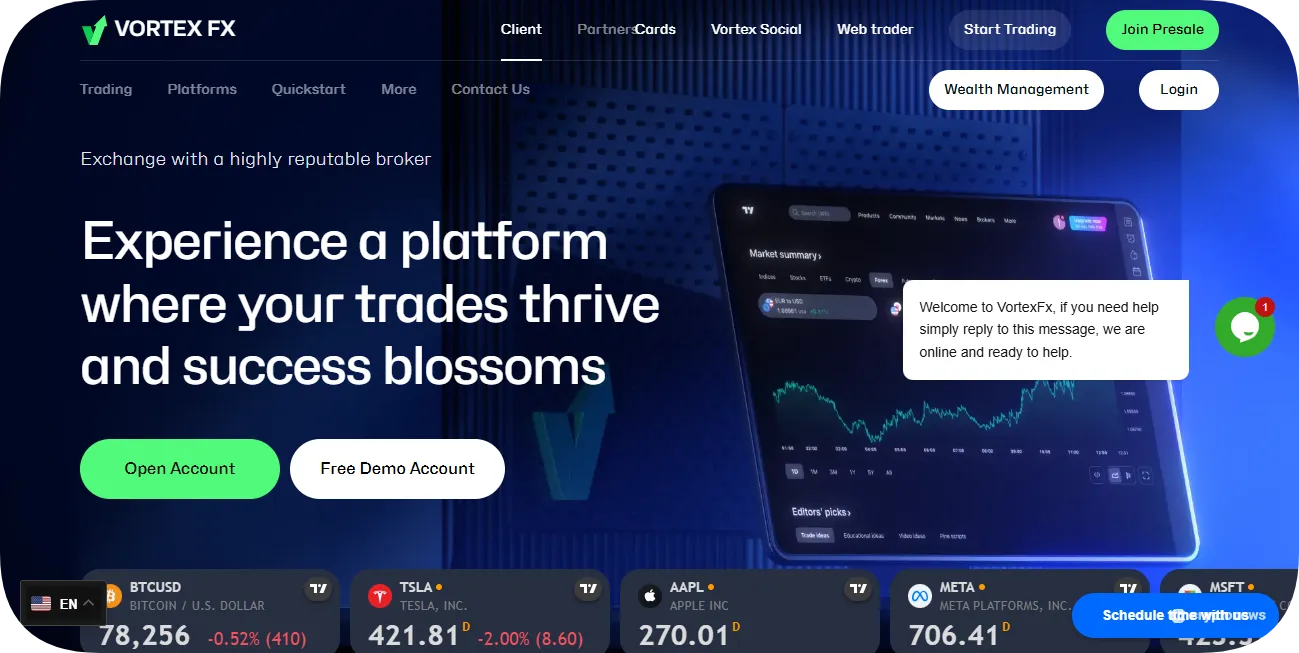 vortexfx homepage