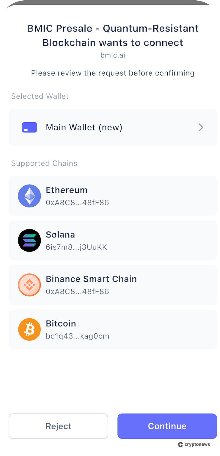 Connect Wallet à la prévente de jetons BMIC