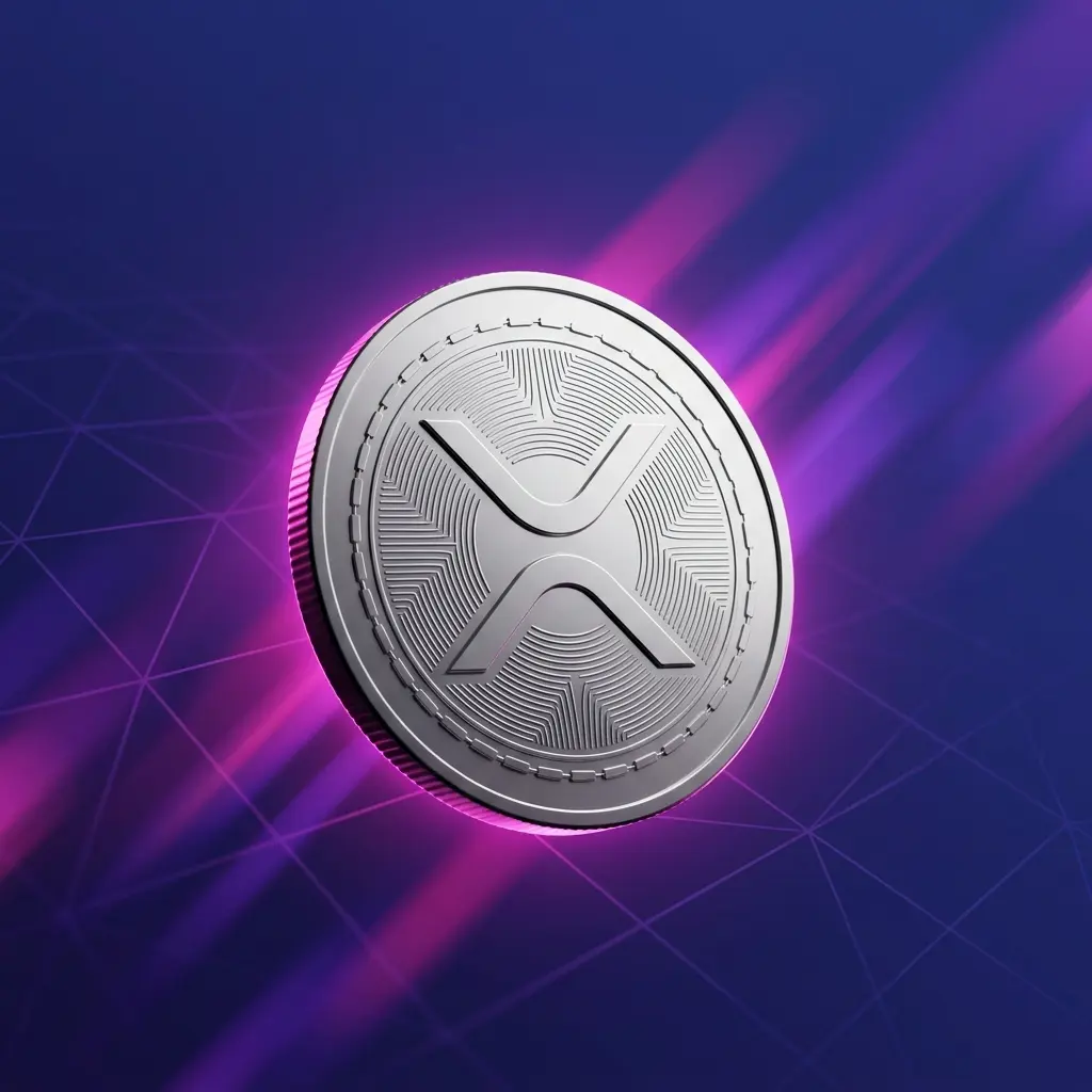 AI crypto prediction: Claude and Gemini are projecting Ripple XRP at $5 to $8 while on-chain exchange outflows hit one of their largest XRP cryptocurrency coin in studio lighting with purple and magenta gradient background