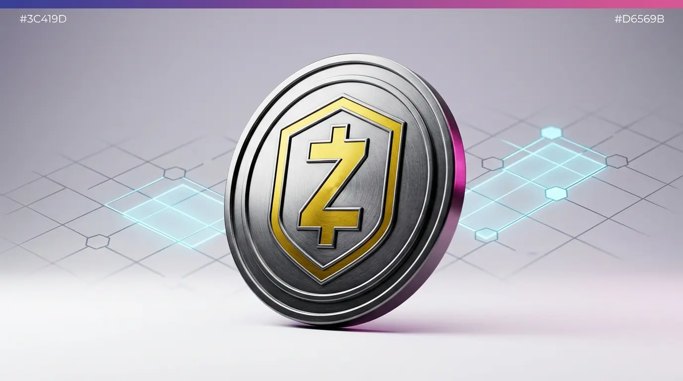 Grayscale's Zcash Trust (ZCSH) just doubled its trading volume, pushing daily volume past $2 million as Zcash's shielded supply reached ATH Zcash coin with cryptographic shield grid representing privacy network and institutional trust growth