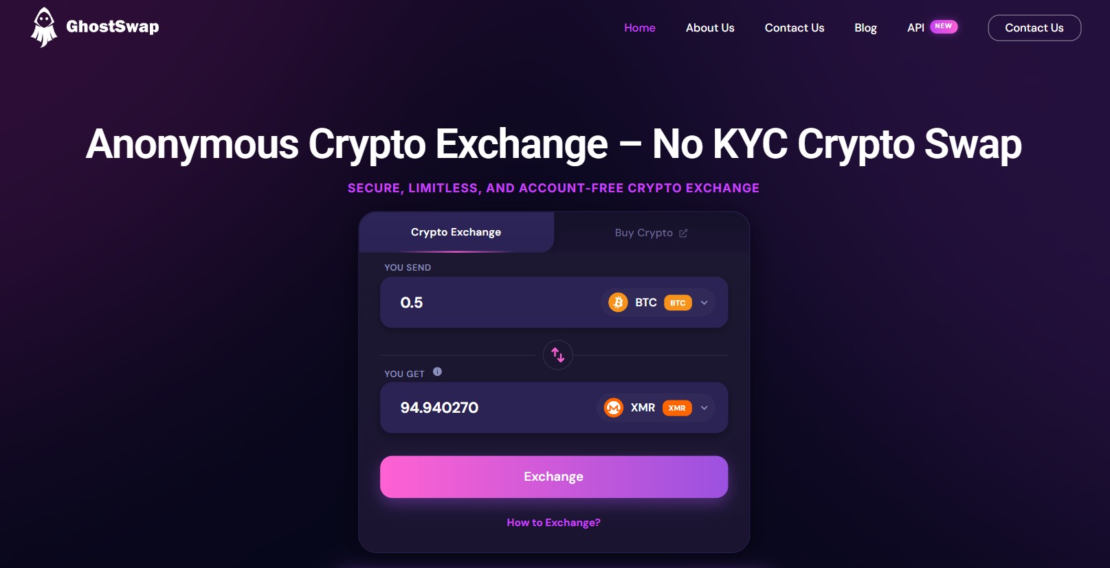 Ghostswap Exchange XMR