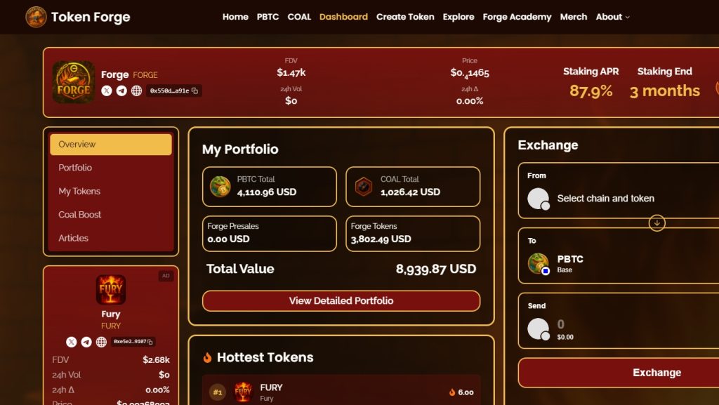 Token Forge brings PBTC, COAL, token discovery, and ecosystem activity into one live platform