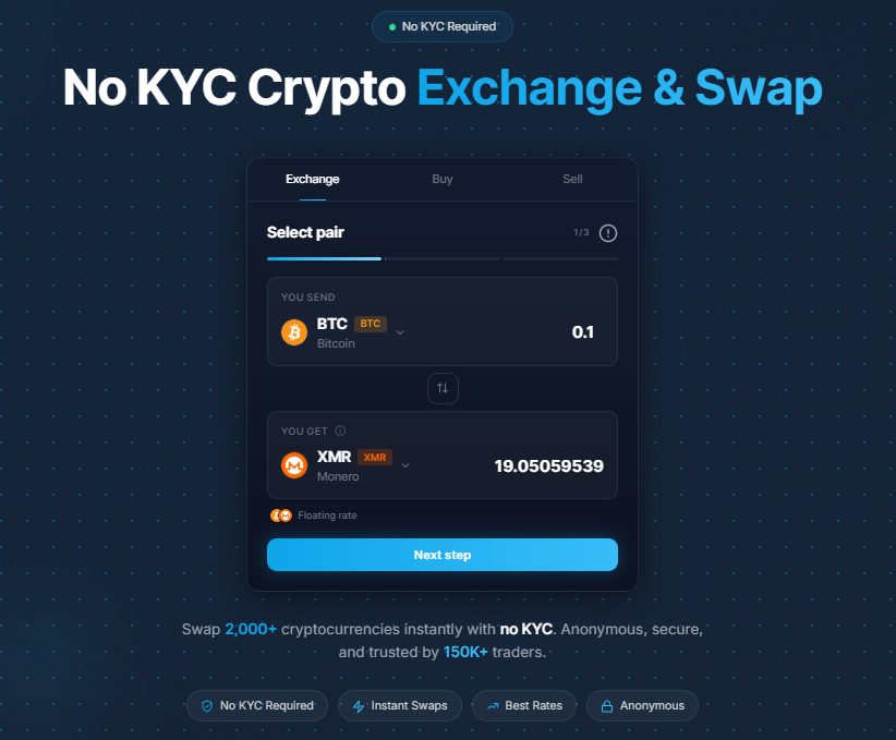 SwapRocket Monero to Ethereum exchange