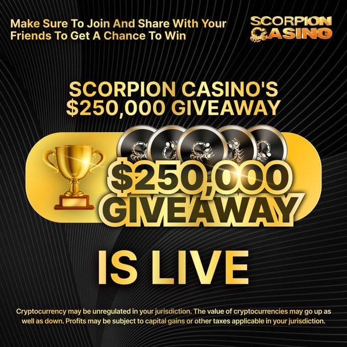 蝎子赌场（SCORP）预售再添25万美元赠送　吸引更多投资者