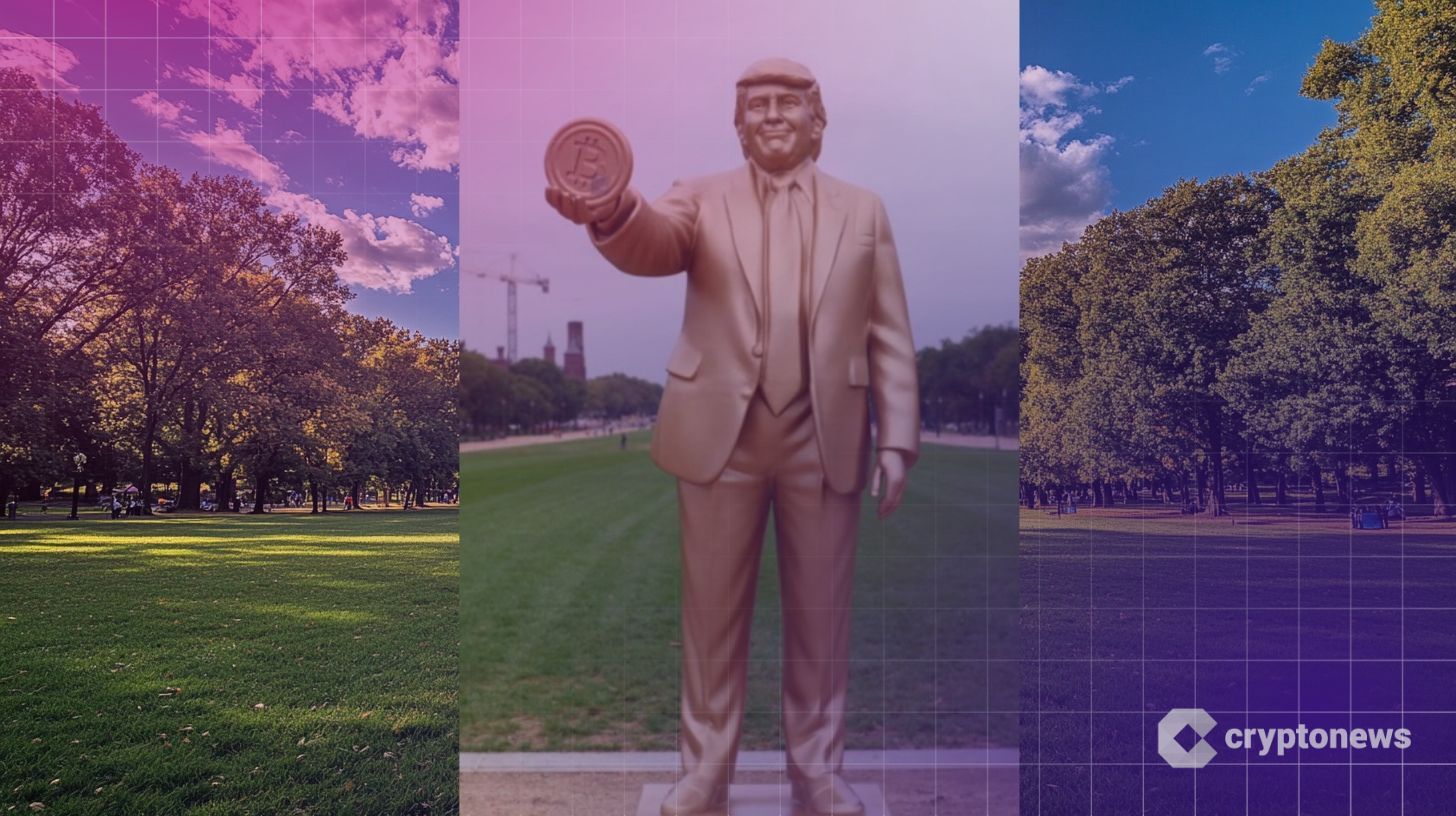 华盛顿国家广场出现金色川普象称向支持加密货币的总统致敬