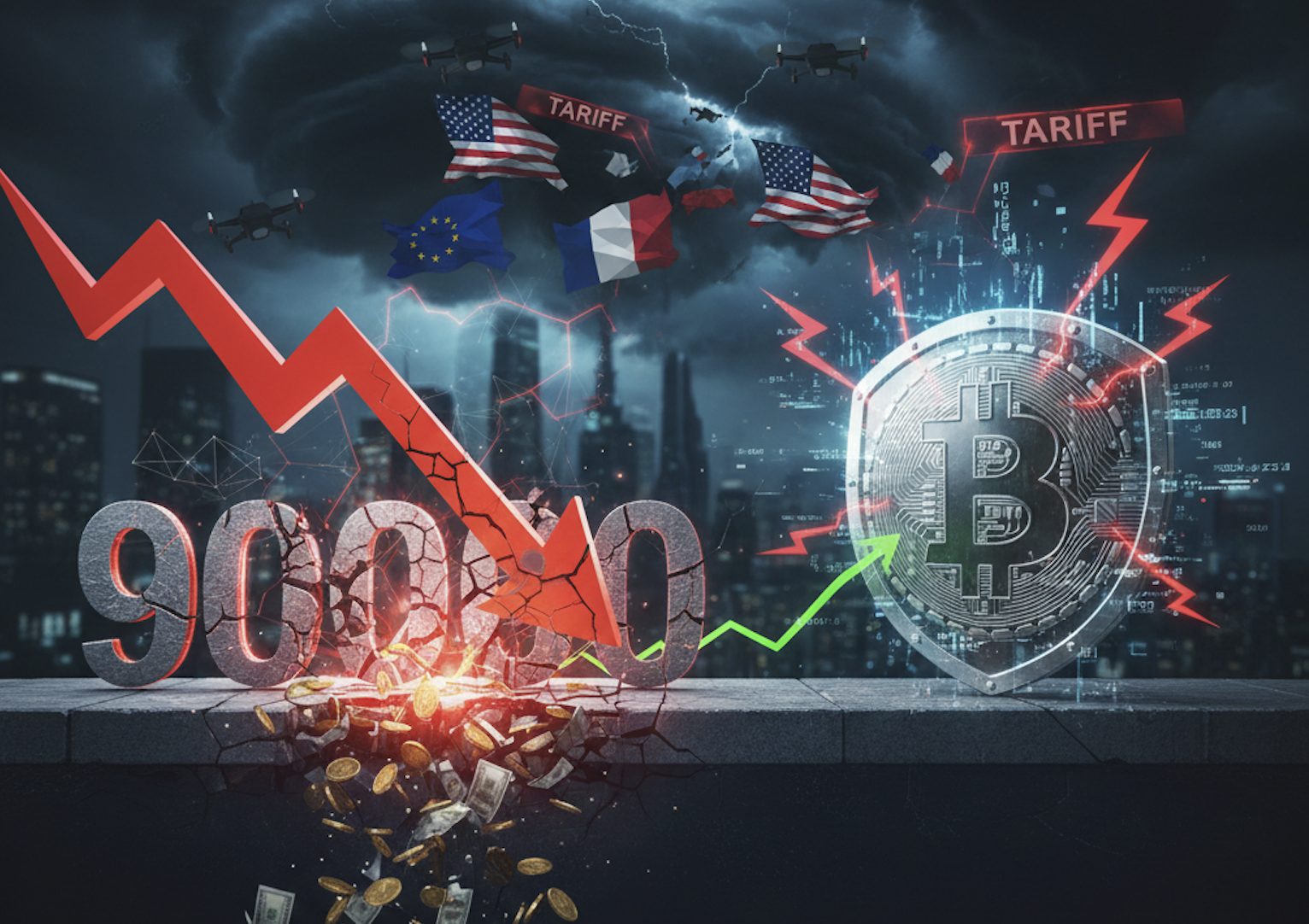 比特币价格跌破9万美元大关！2026地缘政治引发价格保卫战