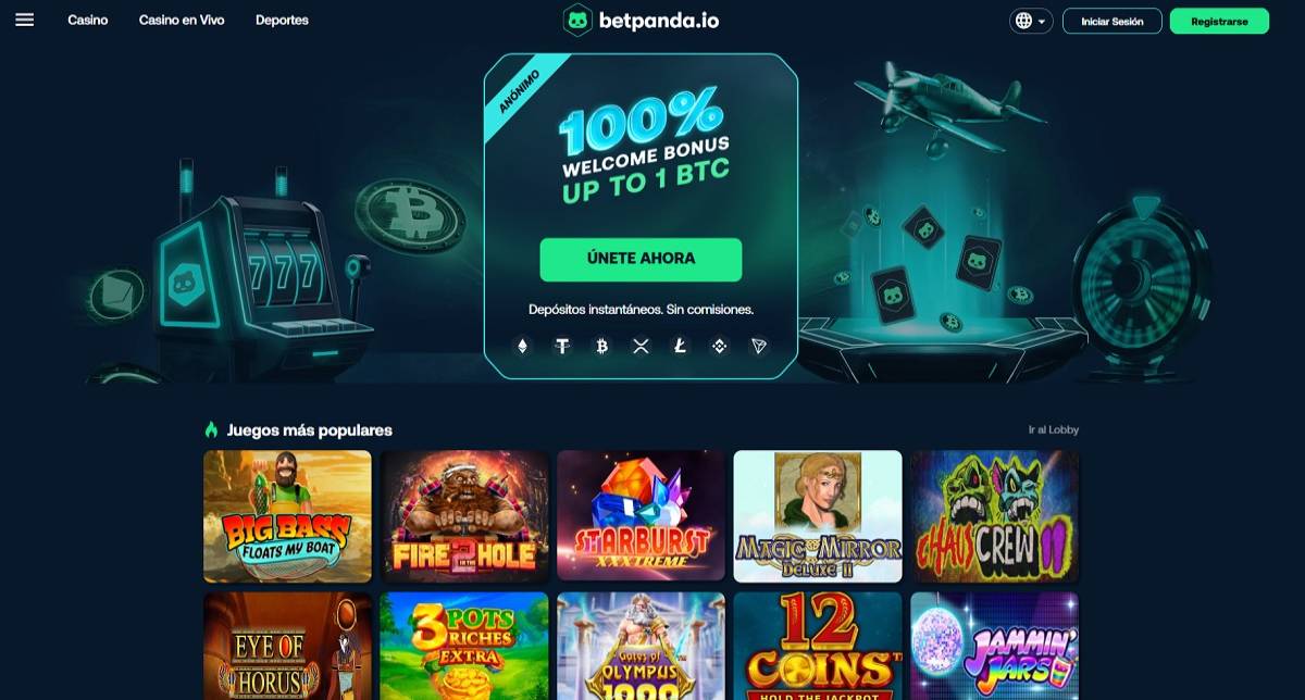 Homepage del Bitcoin Casino Betpanda