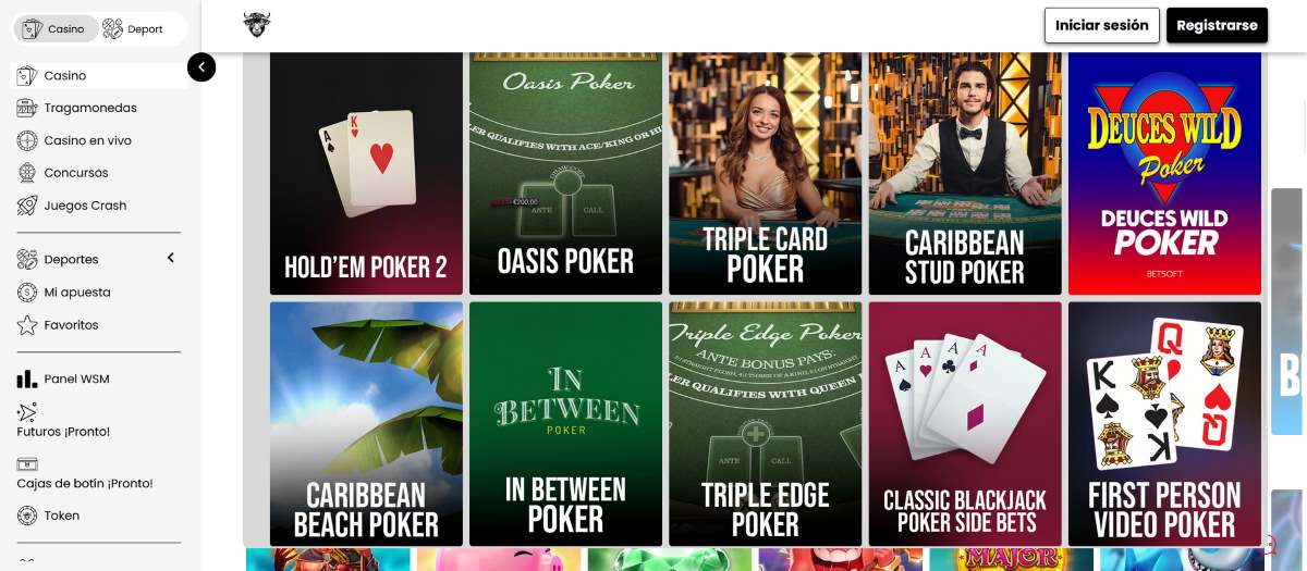 sitios de póker sin KYC WSM casino