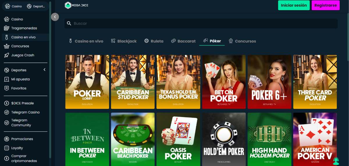 mega dice casino poker en vivo