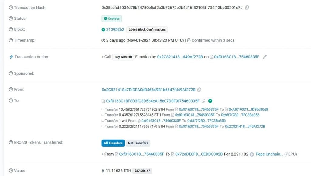 transacción de una compra de una ballena cripto
