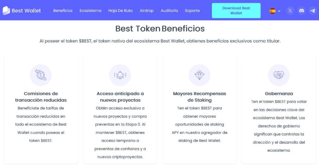 El token $BEST cuenta con comisiones reducidas y acceso anticipado.