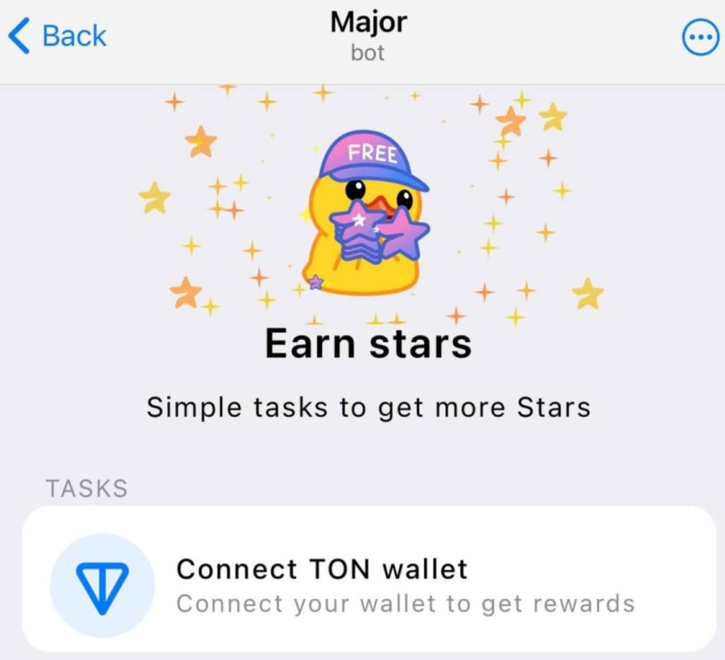 Major permite intercambiar las estrellas obtenidas por tokens $TON.