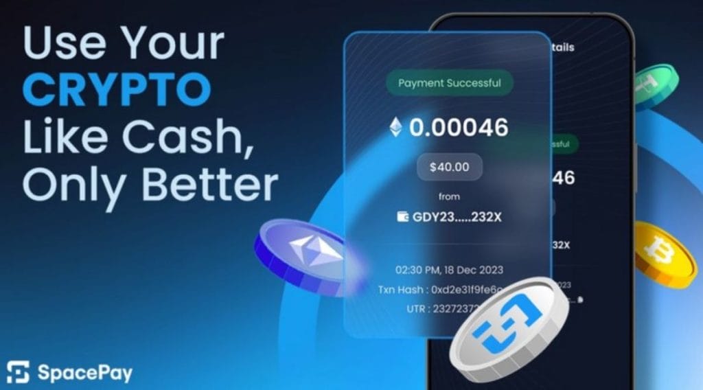 La aplicación de SpacePay facilitará los pagos cripto.