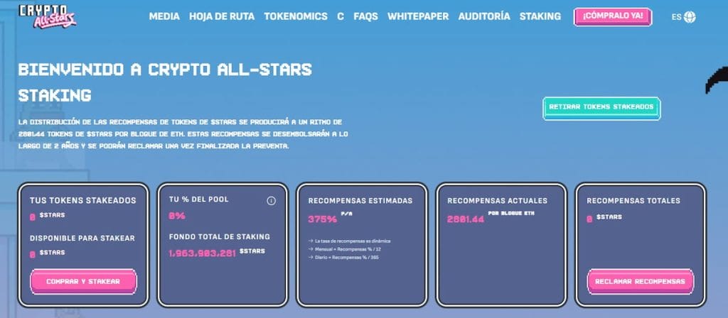 Sistema de staking de la memecoin viral STARS