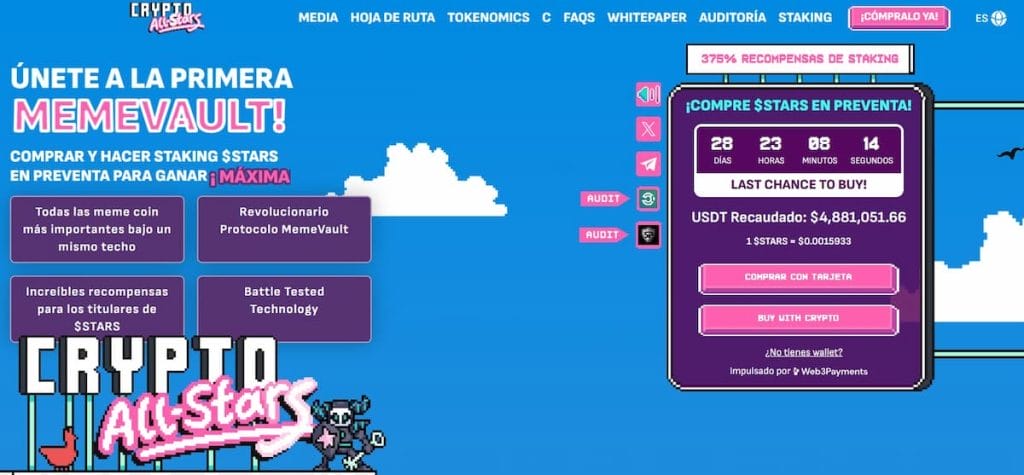 Home de la preventa de la memecoin viral STARS